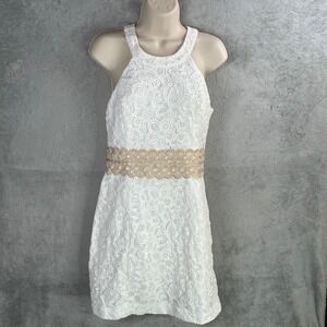 Lilly Pulitzer Dress Size 4 Embroidered Lace Elegant Party Romantic Chic Resort